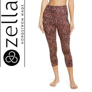 🆕️ NEW Zella High Waist Studio Lite Crop Leggings in Brown Marron Brush Stroke